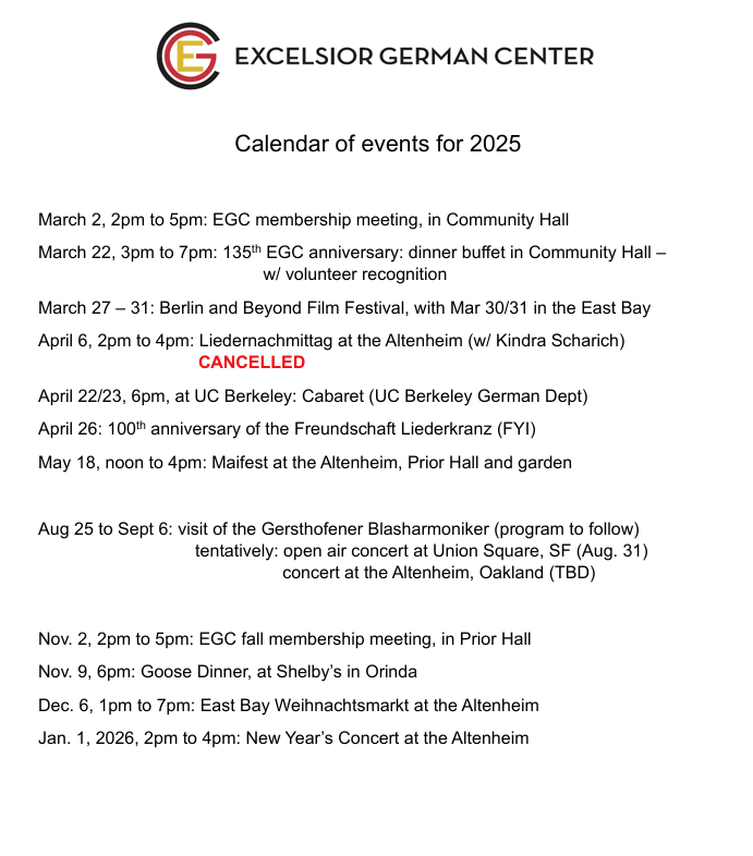 EGC events schedule for 2025